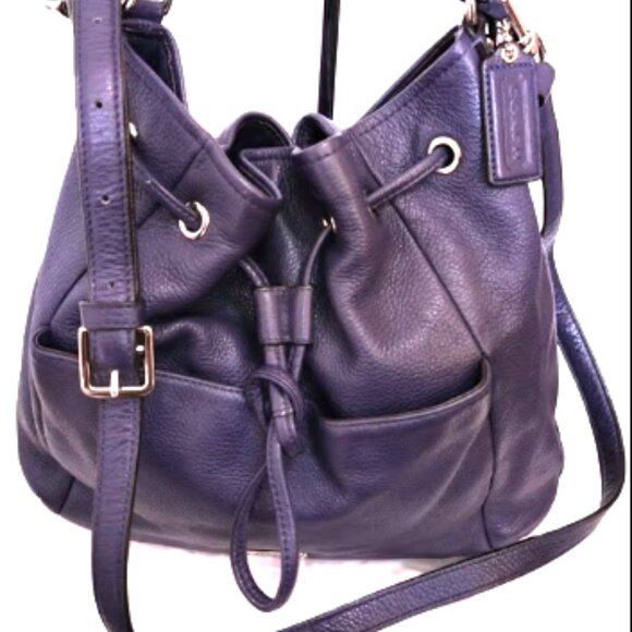 COACH AVERY PURPLE PEBBLE LEATHER DRAWSTRING BAG #27003 EUC - Picture 1 of 6